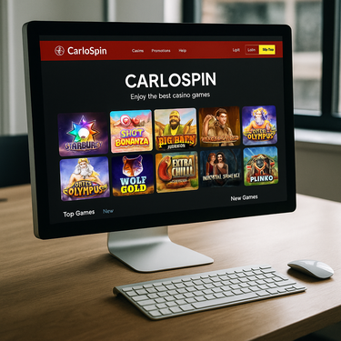 CarloSpin Casino Desktop Interface - Clean Navigation Design